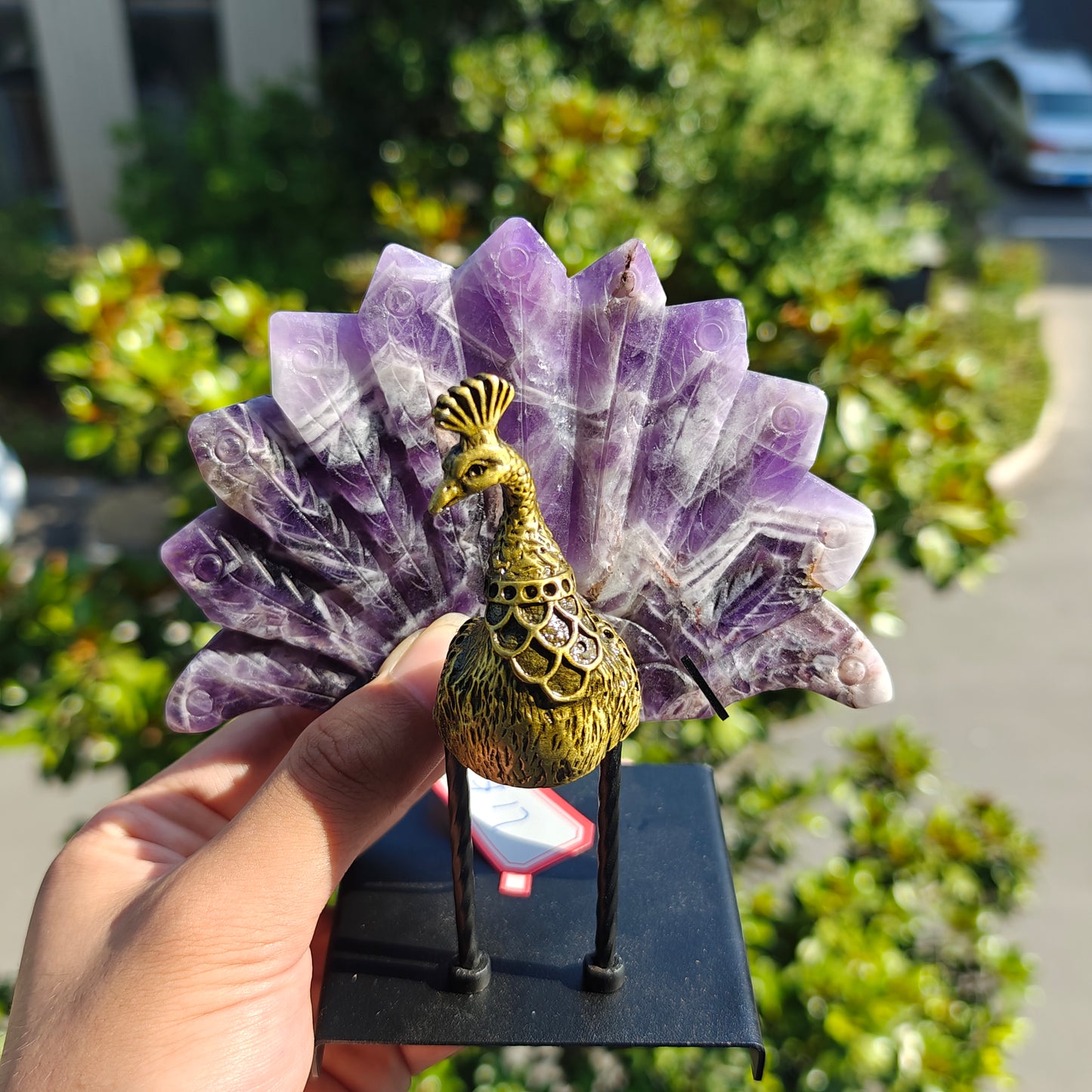 Hand Carved Dream Amethyst Peacock For Decoration And Gift