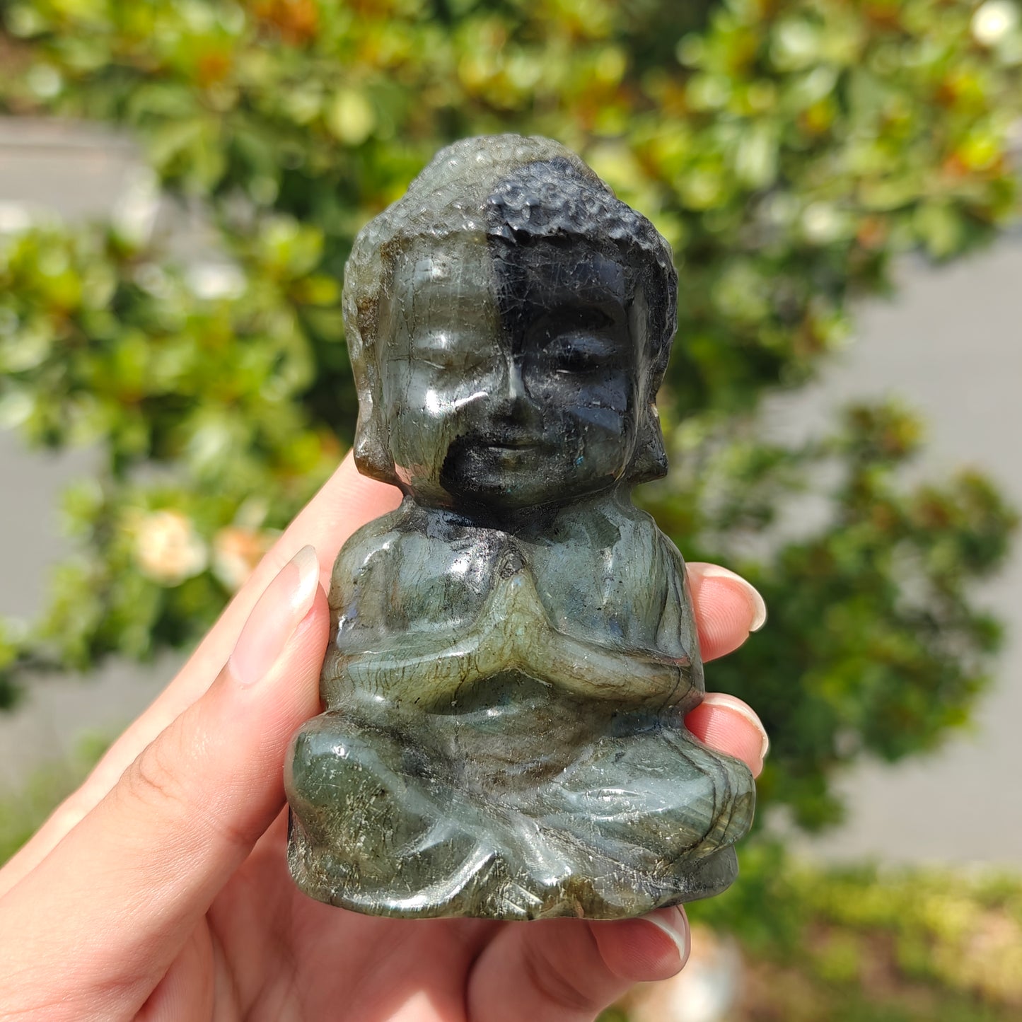 Hand Carved Labradorite Buddha For Decoration And Gift