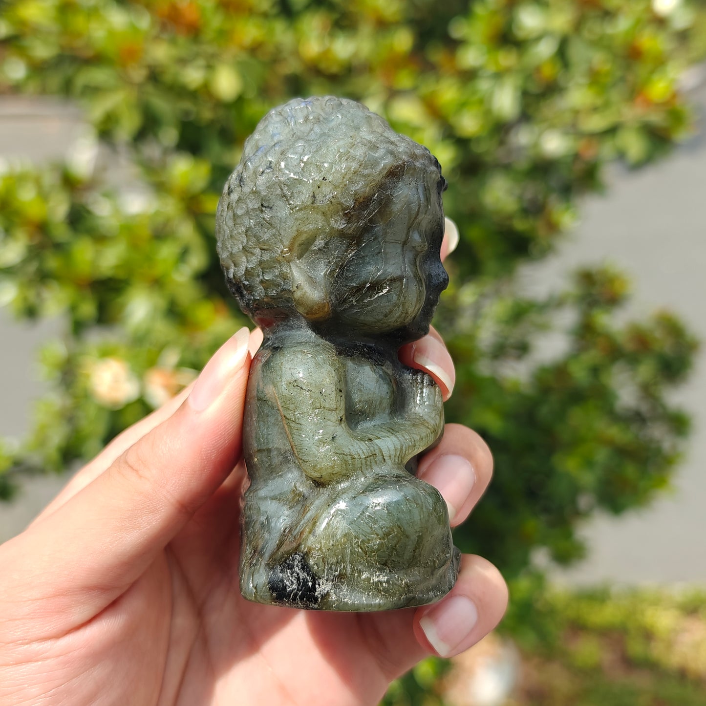 Hand Carved Labradorite Buddha For Decoration And Gift