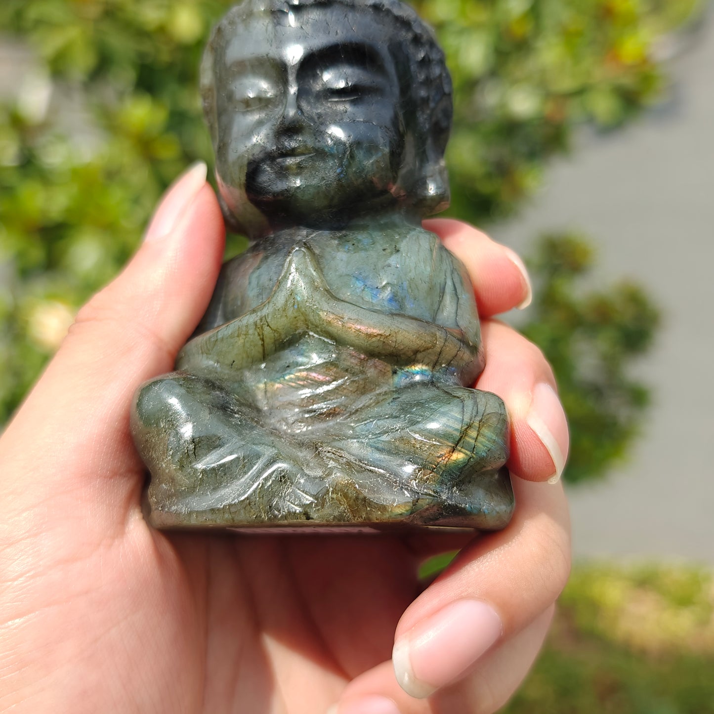 Hand Carved Labradorite Buddha For Decoration And Gift