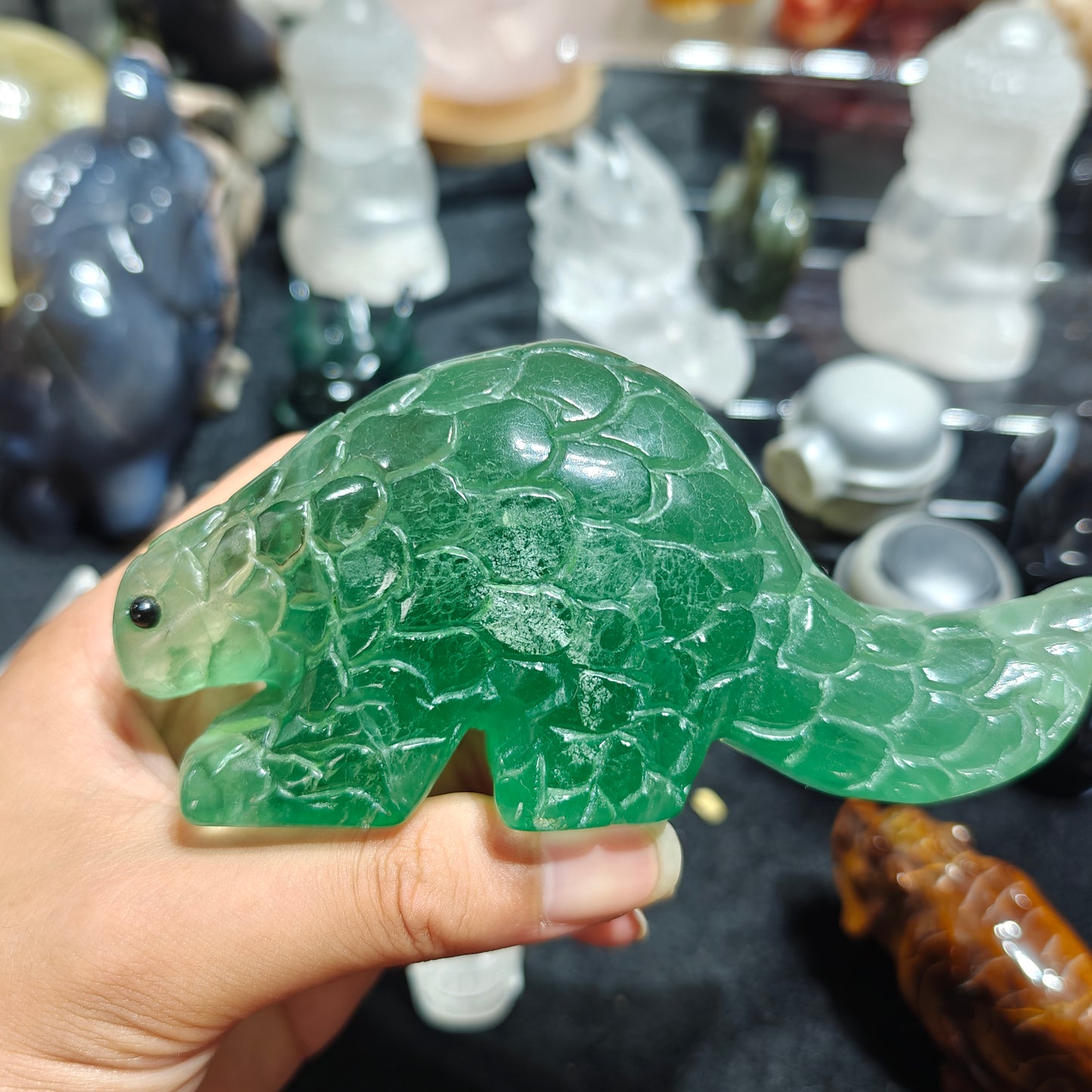 Hand Carved Green Fluorite Pangolin For Decoration And Gift