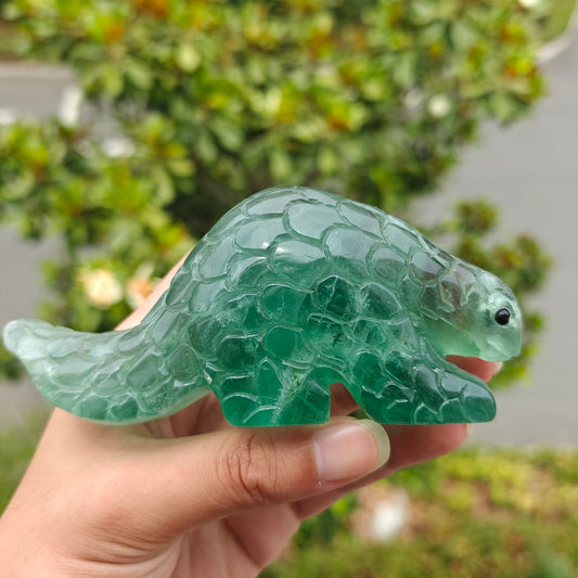 Hand Carved Green Fluorite Pangolin For Decoration And Gift