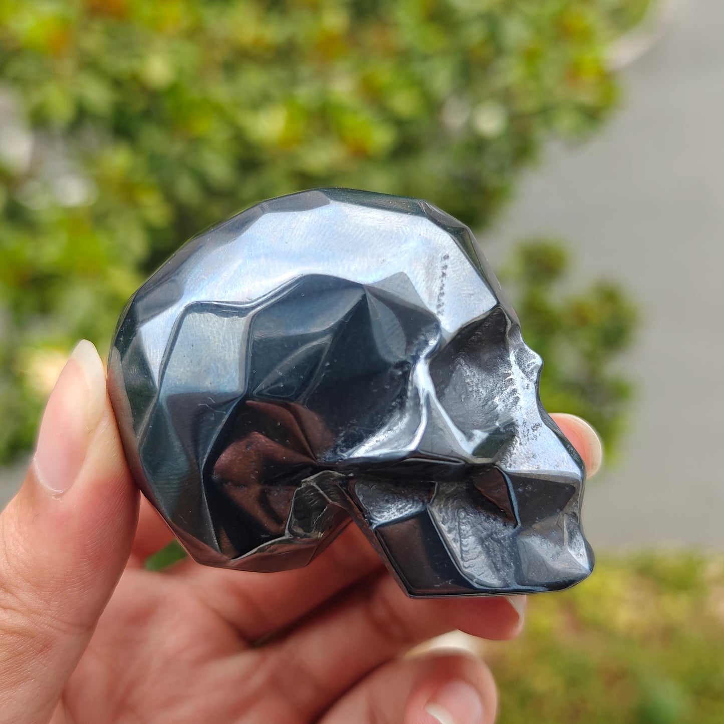 Hand Carved Terahertz Faceted Skull For Decoration And Gift