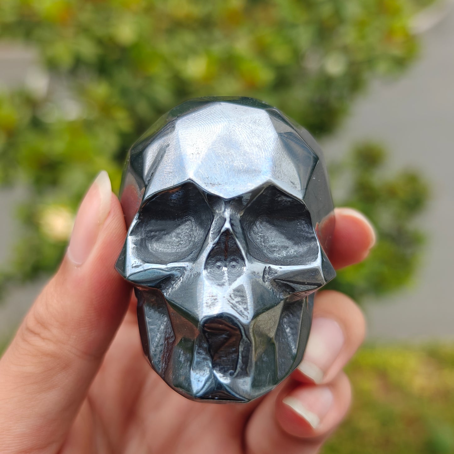 Hand Carved Terahertz Faceted Skull For Decoration And Gift