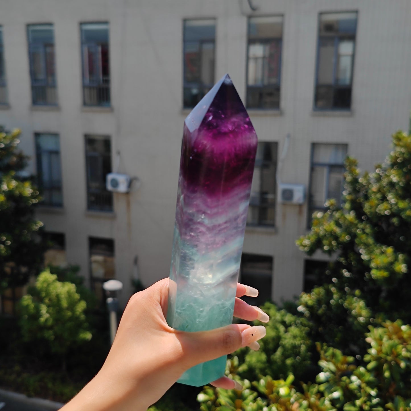 22.5cm Watermelon Fluorite Tower