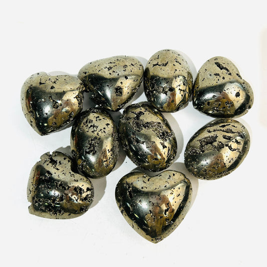 New Arrivals Pyrite Heart Palm Stones