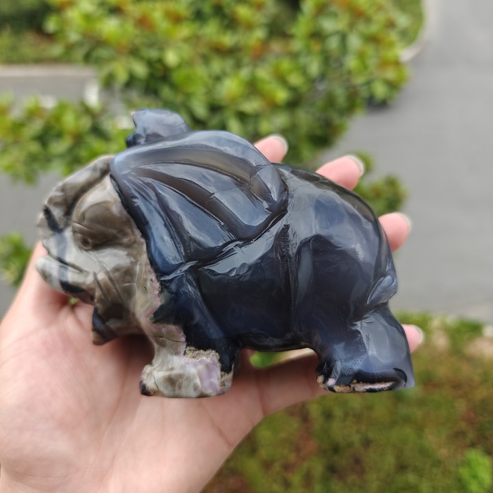 Hand Carved Volcano Agate Elephant For Decoration And Gift