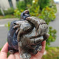 Hand Carved Volcano Agate Elephant For Decoration And Gift