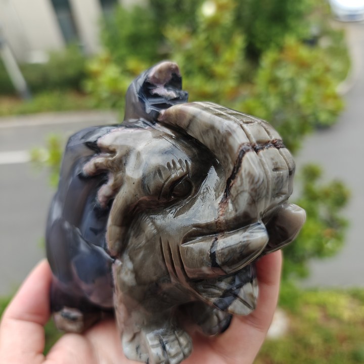 Hand Carved Volcano Agate Elephant For Decoration And Gift