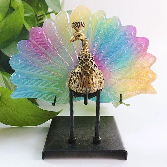 Aura Peacock Crystal With Stand Animal Crystal Ornaments Collection