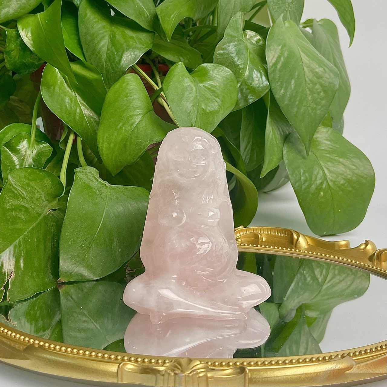 Rose Quartz Pregnant Woman Female Model Crystal Carving Home Decoration