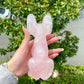 Natural Rose Quartz Crystal Carved Sphynx Cat Crystal Carved Hairless Cat Reiki Healing