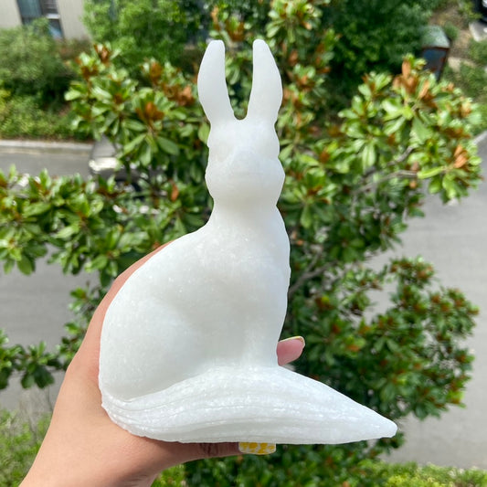 White Jade Fox Crystal Animal Car Home Office Decorations