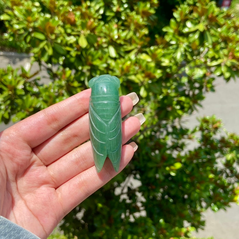 Aventurine Cicada Healing Gemstone Pendant Carved Amulet Lucky Pendant