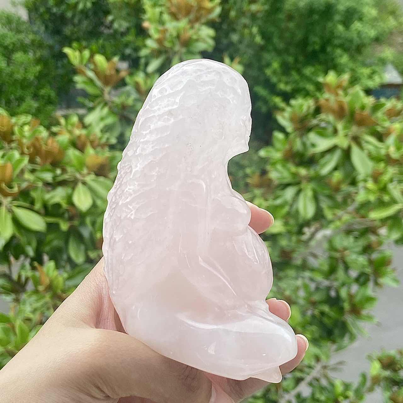 Rose Quartz Pregnant Woman Female Model Crystal Carving Home Decoration