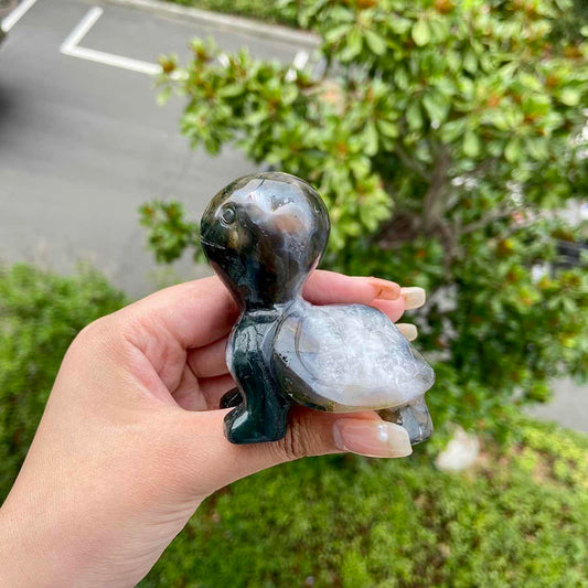 Moss Agate Turtle Crystal Animal Sea Animal Hand Carved