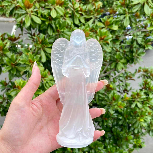 Selenite Angel With Wings Gem Healing Crystal God Angel