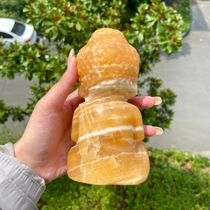 Yellow Calcite Baby Buddha Yoga Meditation Decor Buda Statue Reiki Heal Energy Crystals Wealth And Luck