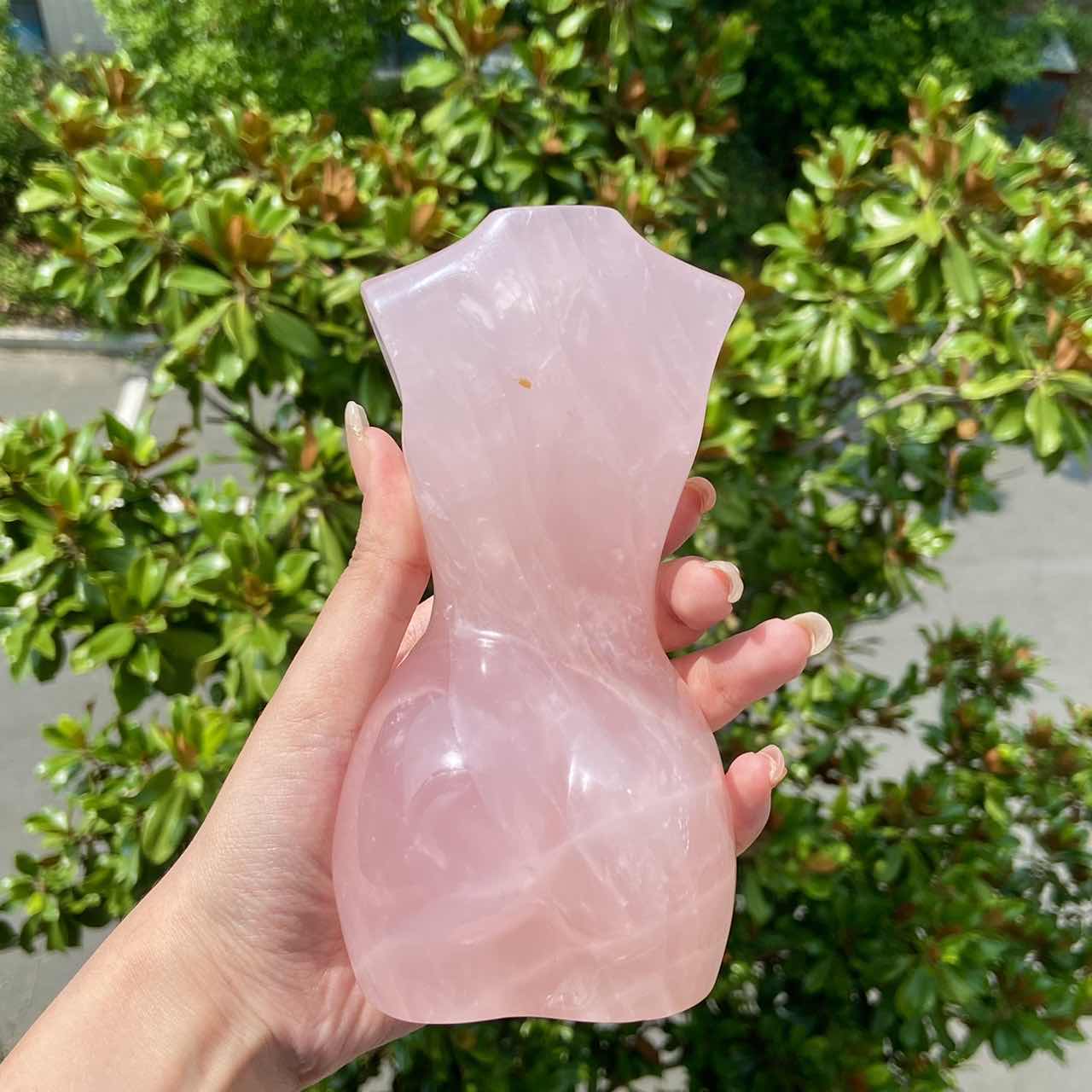 Rose Quartz Female Model Crystal Beauty Hand Carved Goddess Model