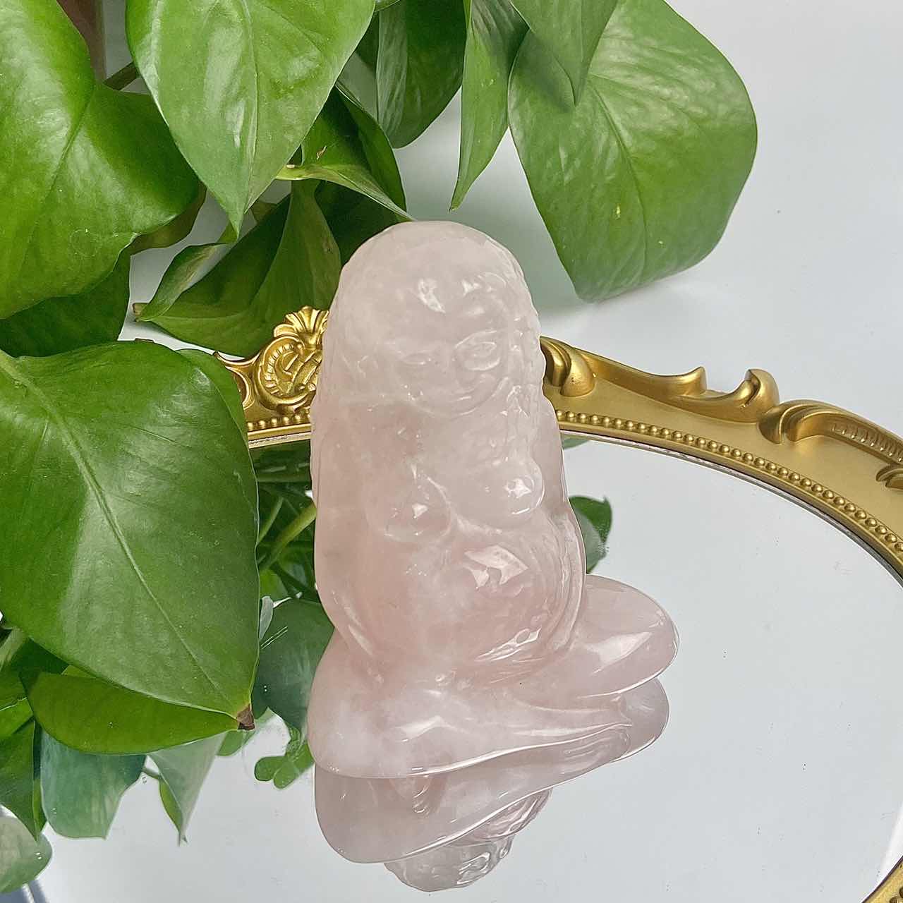 Rose Quartz Pregnant Woman Female Model Crystal Carving Home Decoration