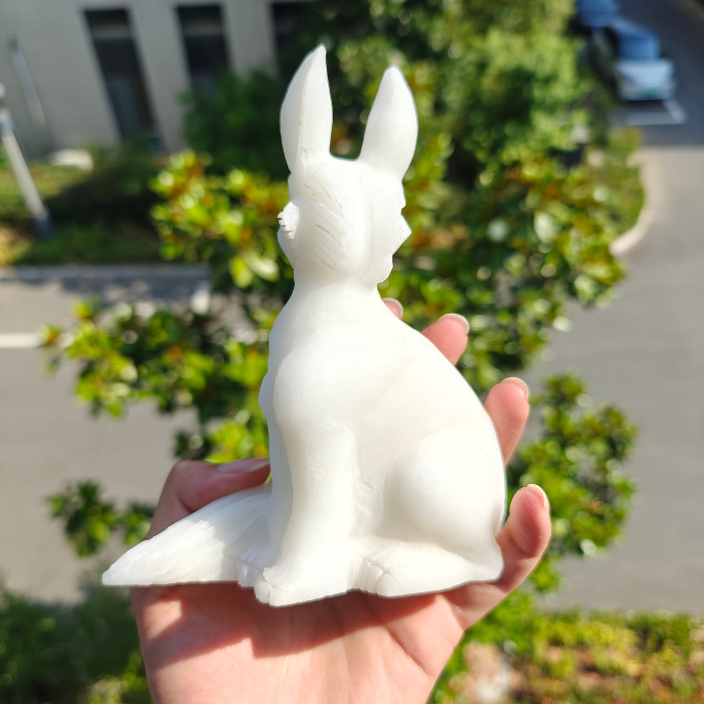 Hand Carved White Jade Fox For Decoration And Gift