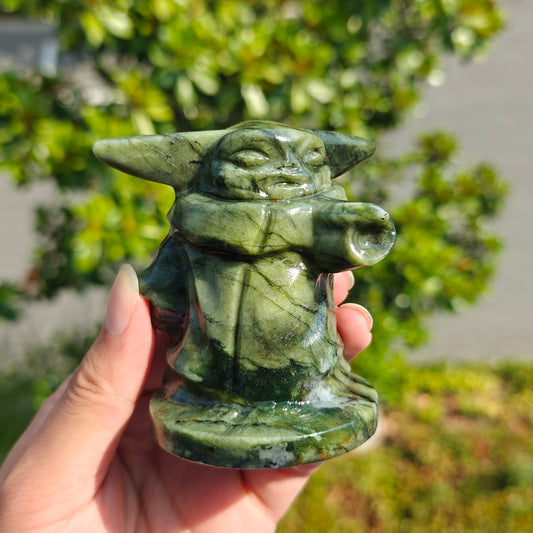 Hand Carved Xiuyan Jade Yoda For Decoration And Gift