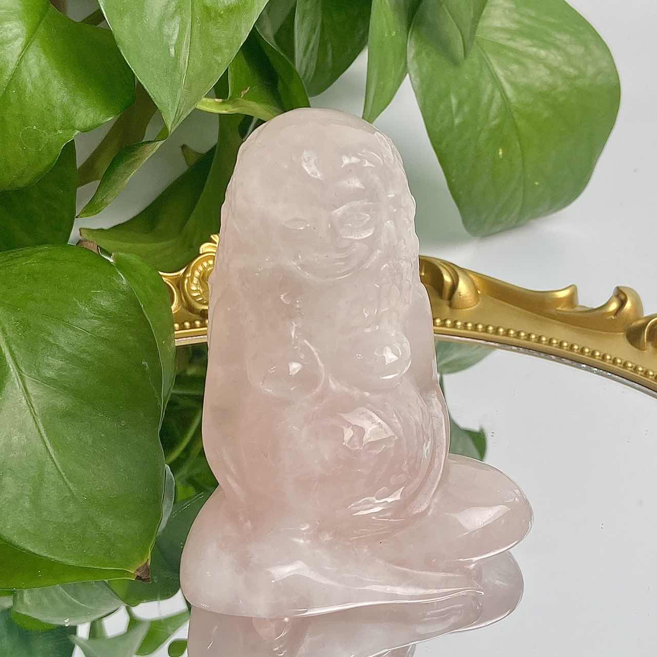 Rose Quartz Pregnant Woman Female Model Crystal Carving Home Decoration