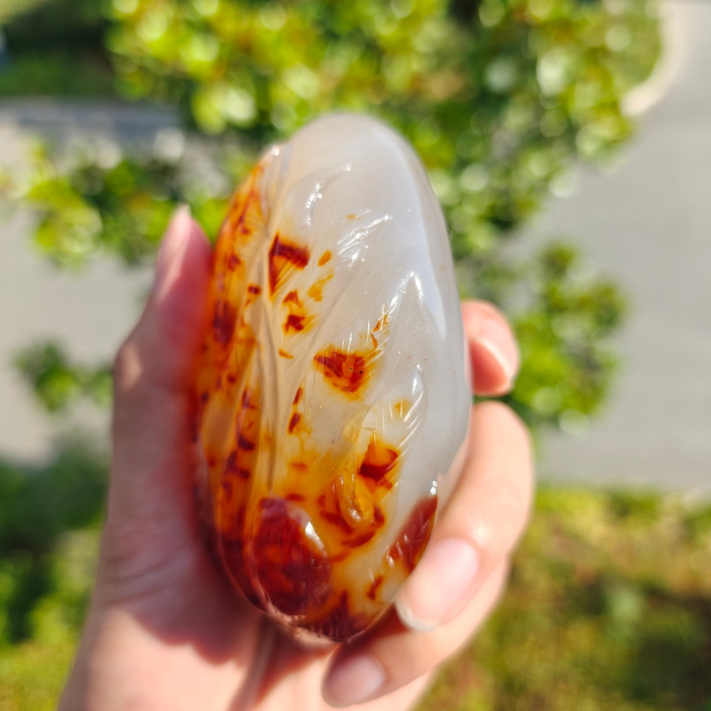 Hand Carved Carnelian Nine-Tailed Fox Carving For Decoration And Gift