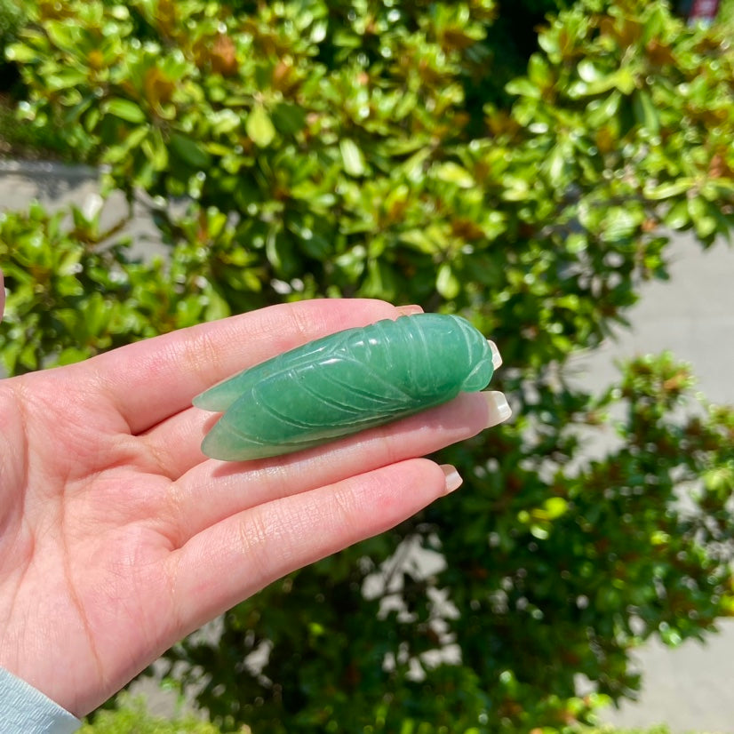 Aventurine Cicada Healing Gemstone Pendant Carved Amulet Lucky Pendant