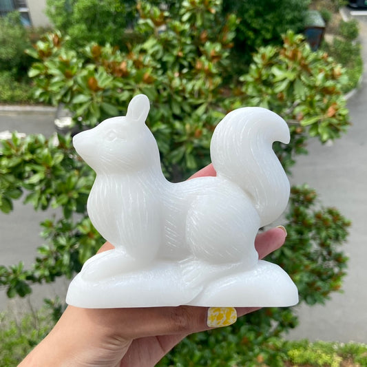 White Jade Fox Crystal Animal Car Home Office Decorations