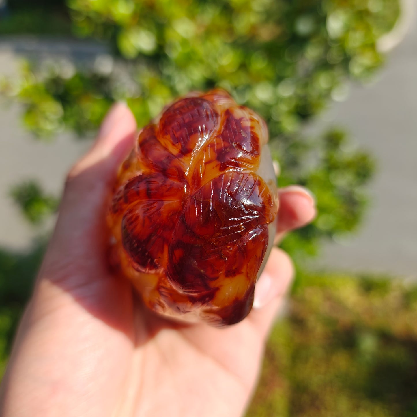 Hand Carved Carnelian Nine-Tailed Fox Carving For Decoration And Gift