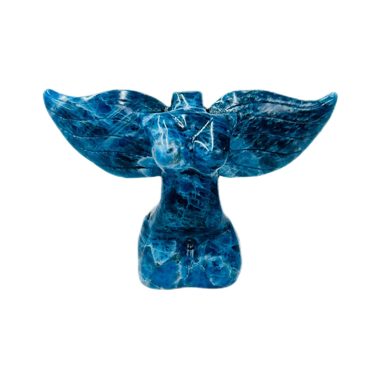 Natural Blue Apatite Hand-carved Wings Female Mold