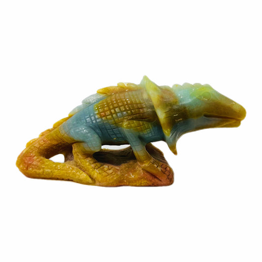 Blue Onyx Hand Carved Lizard Ornament