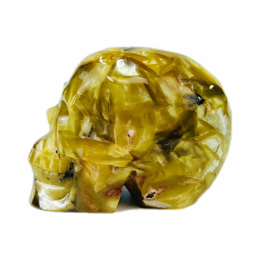 Yellow Lepidolite Hand Carved Skull Ornament Gift Decoration