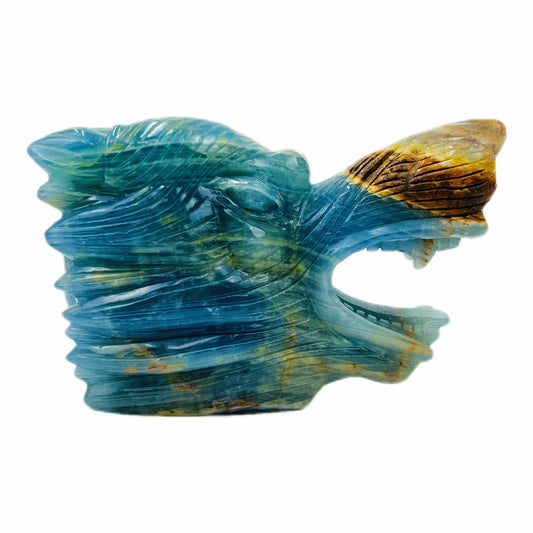 Blue Onyx Hand Carved Dragon Head