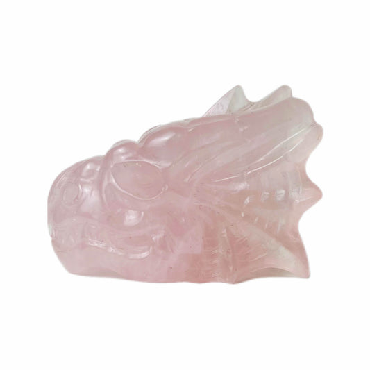 Natural Rose Quartz Hand-carved Dragon Head