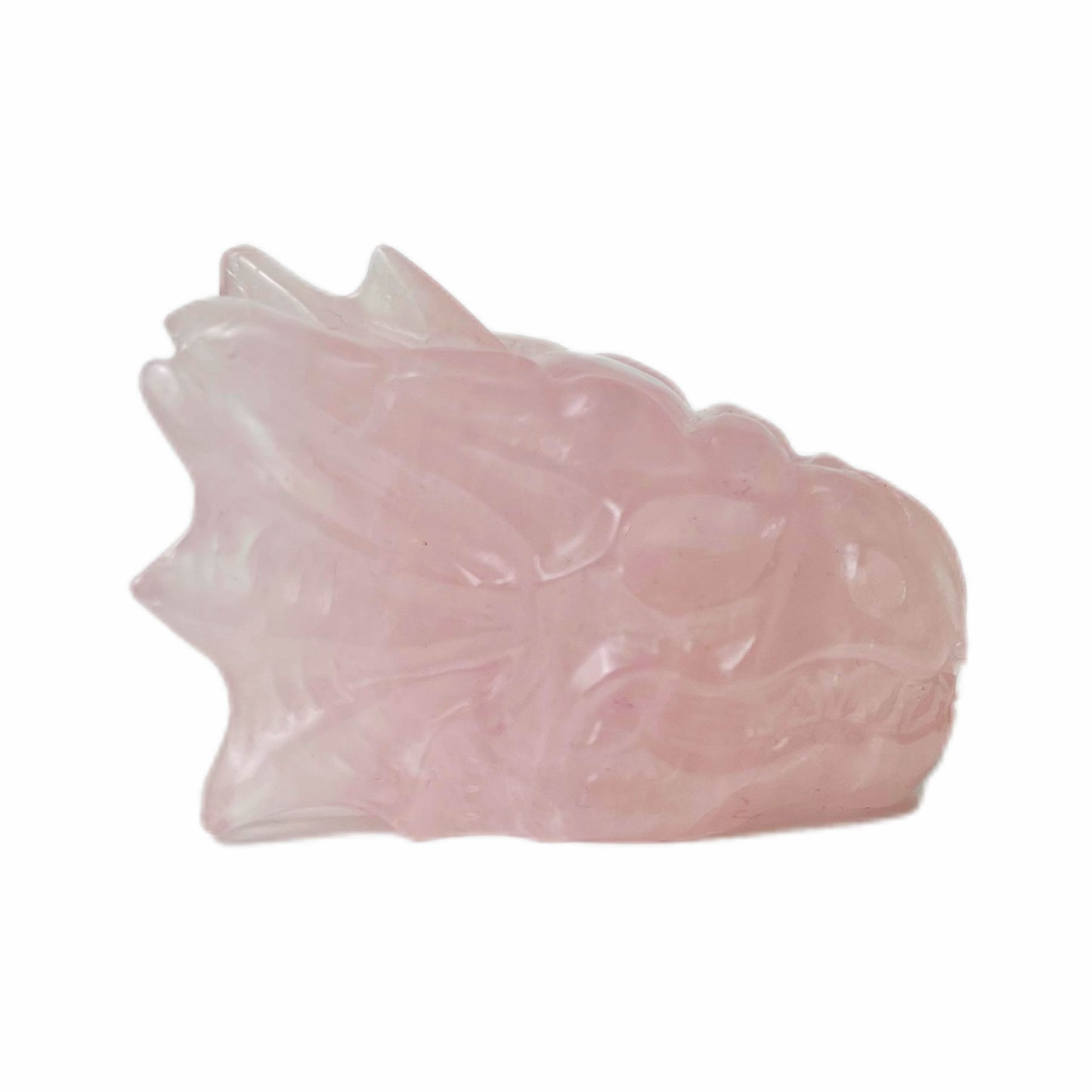 Natural Rose Quartz Hand-carved Dragon Head