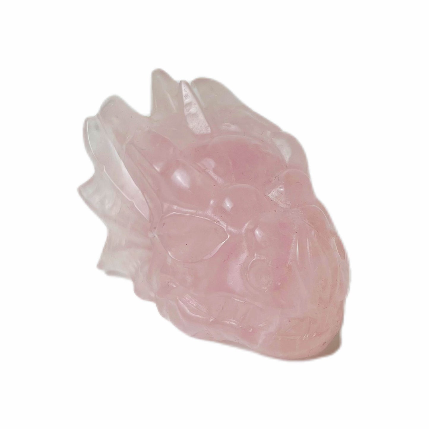 Natural Rose Quartz Hand-carved Dragon Head