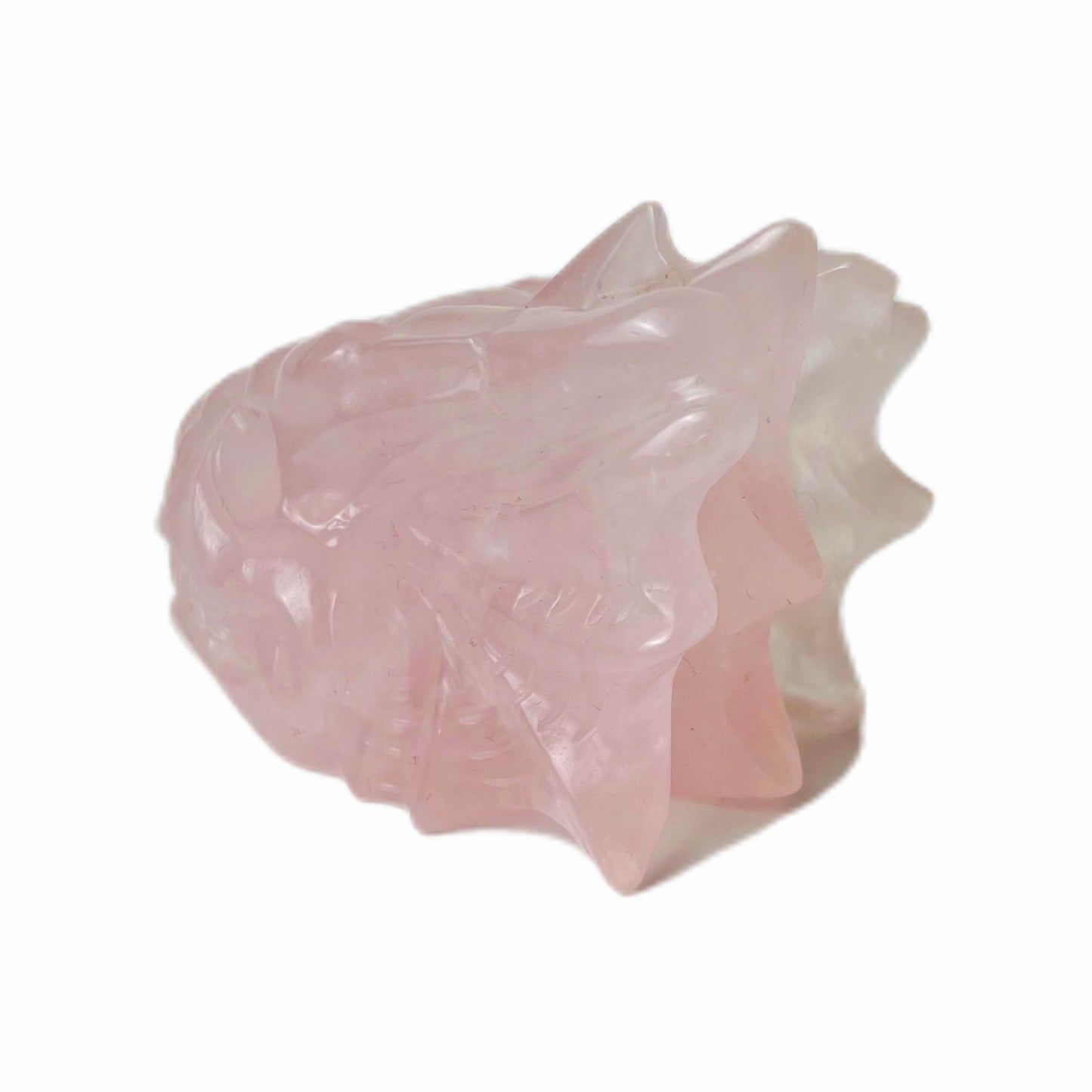 Natural Rose Quartz Hand-carved Dragon Head