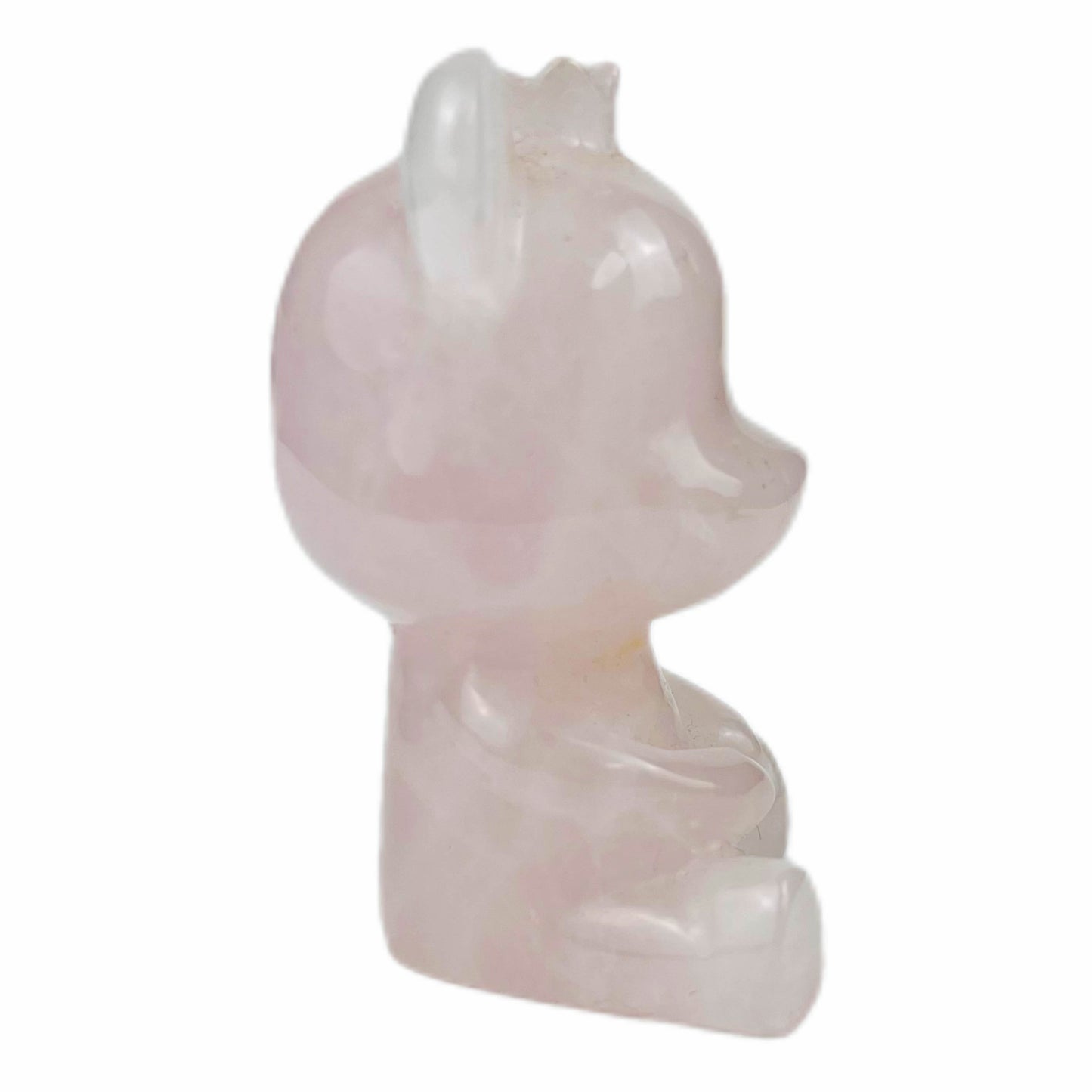 Rose Quartz Hand Carved Bear With Crown