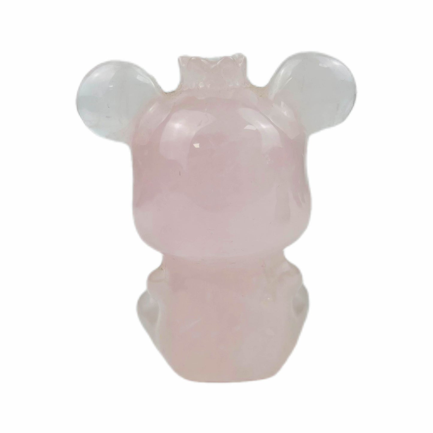 Rose Quartz Hand Carved Bear With Crown