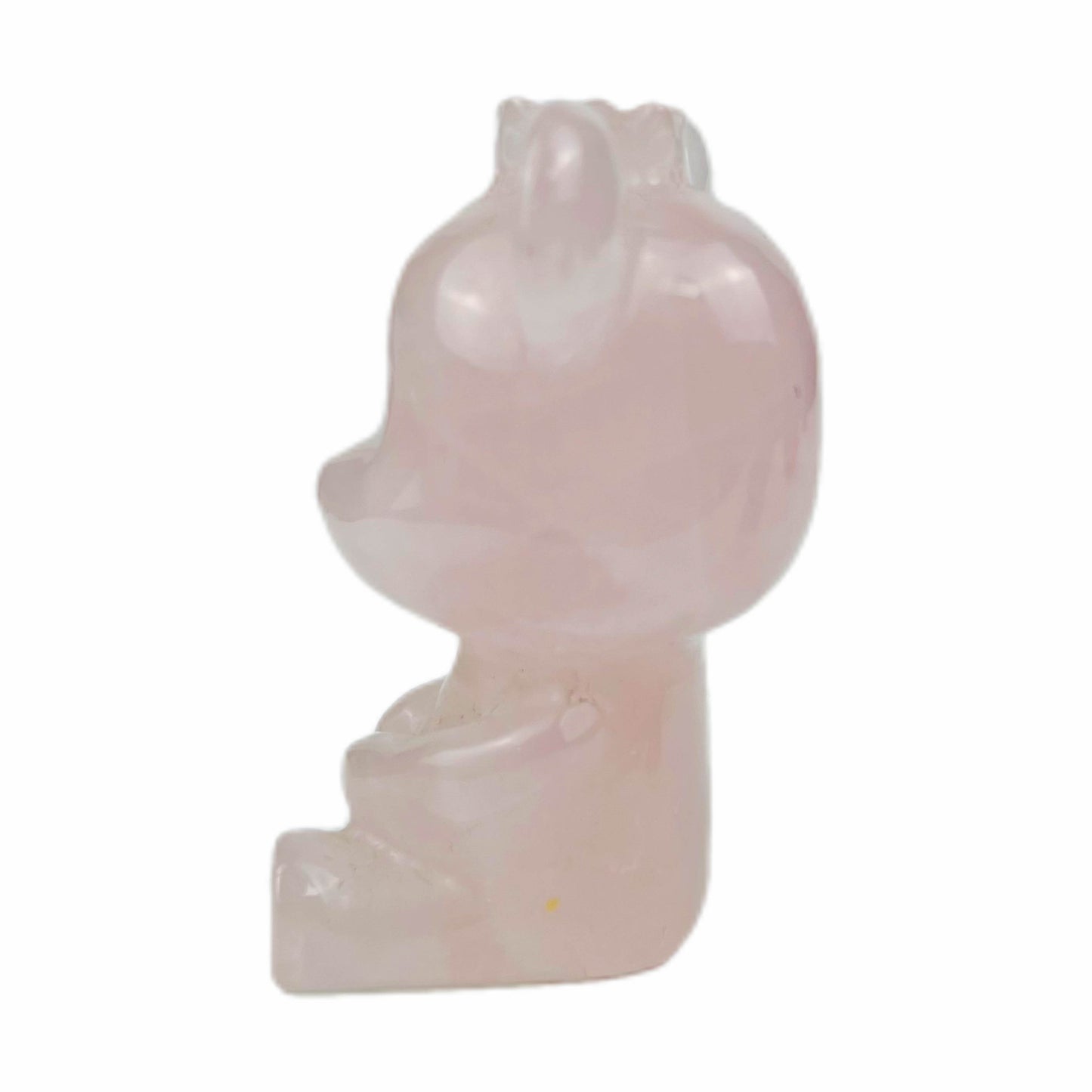 Rose Quartz Hand Carved Bear With Crown