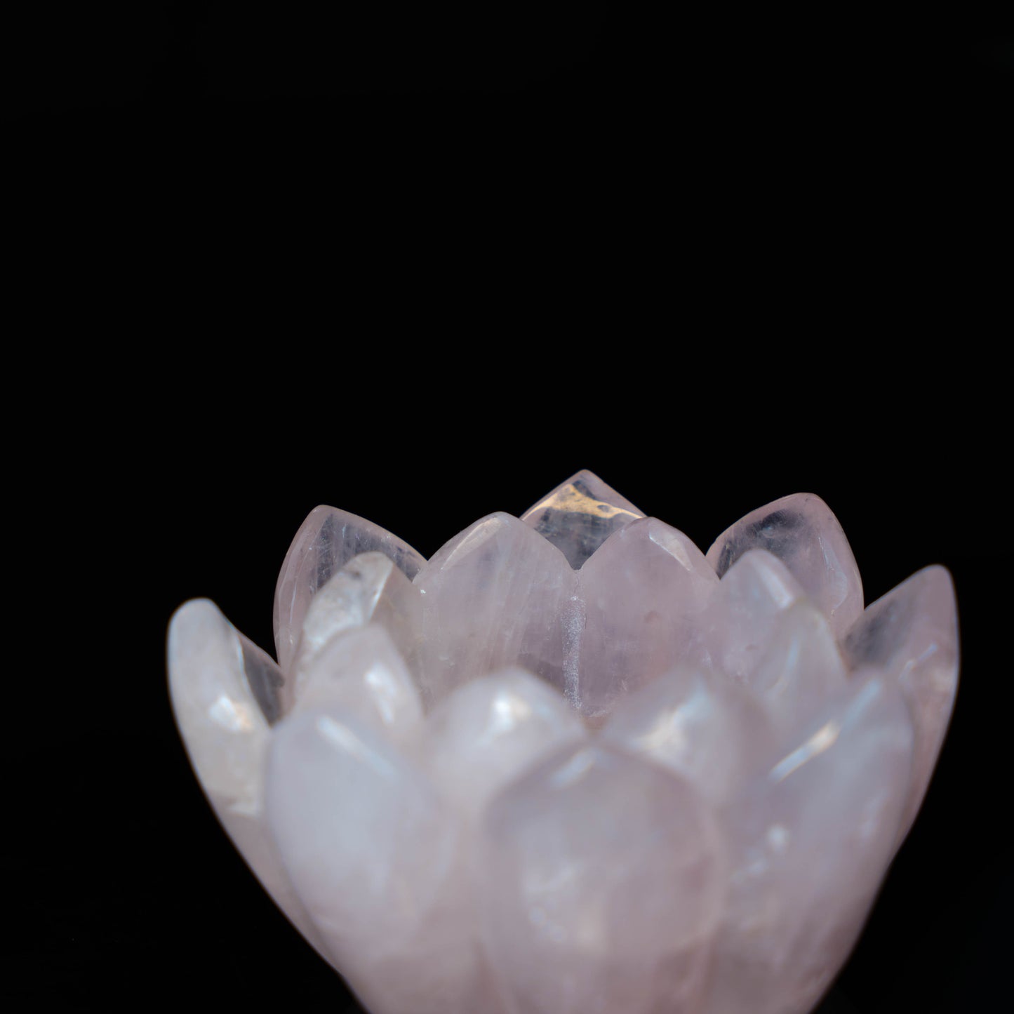 Natural rose quartz hand-carved lotus candle holder