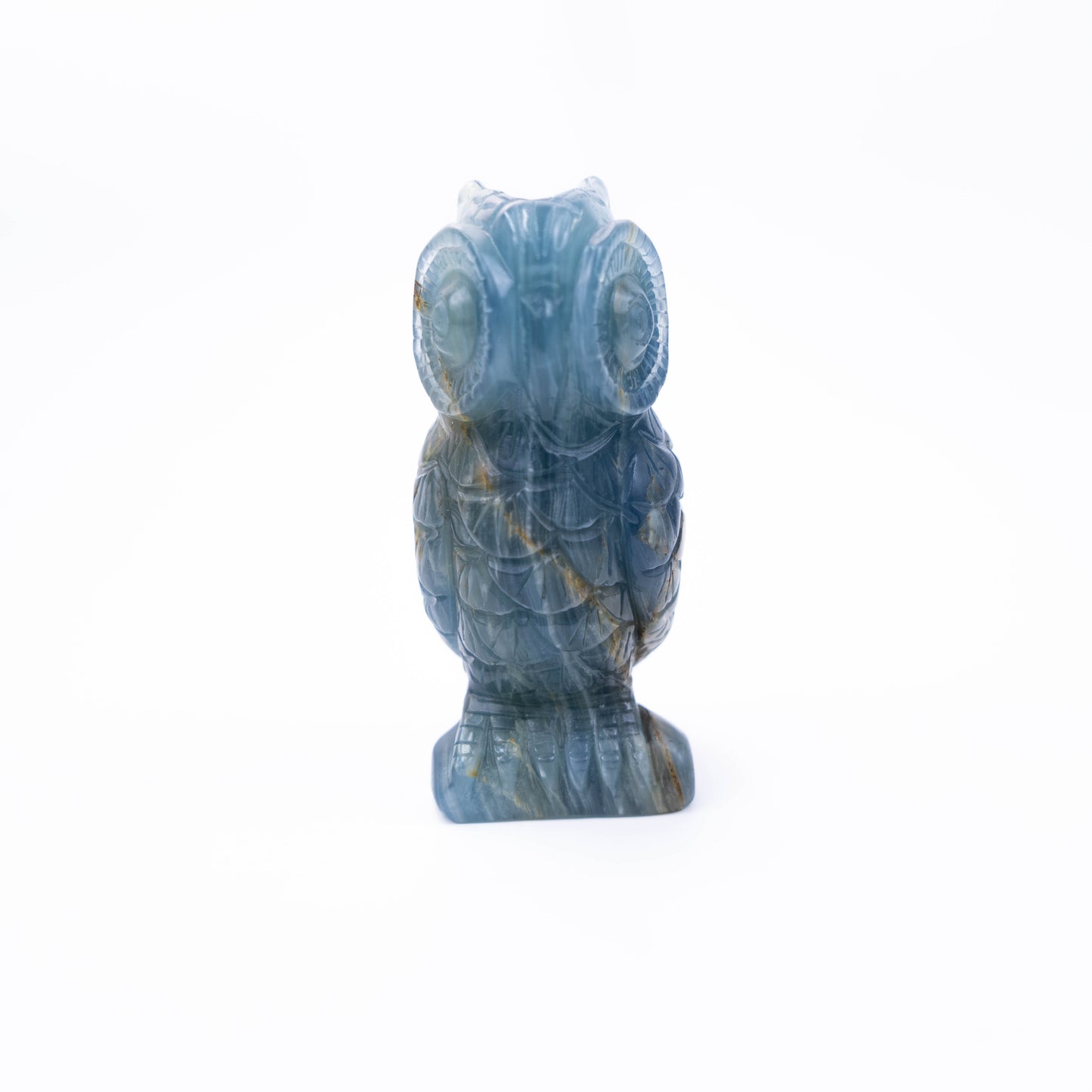 Natural Blue Onyx hand-carved owl with big eye