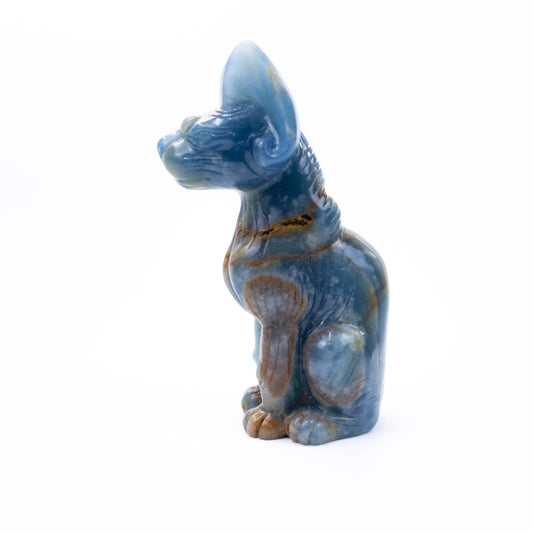 Natural Blue Onyx hand-carved Sphinx