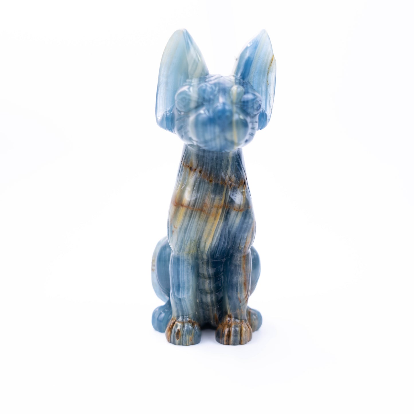 Natural Blue Onyx hand-carved Sphinx