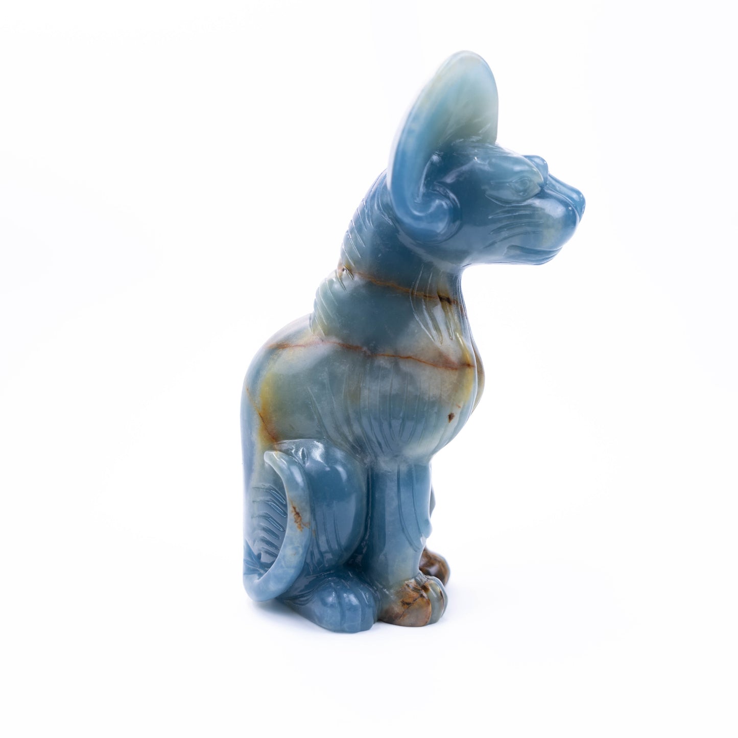 Natural Blue Onyx hand-carved Sphinx