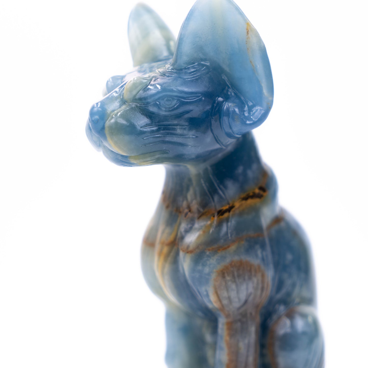 Natural Blue Onyx hand-carved Sphinx