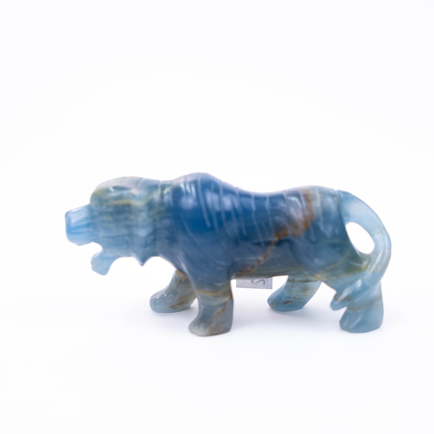 Natural Blue Onyx hand-carved tiger