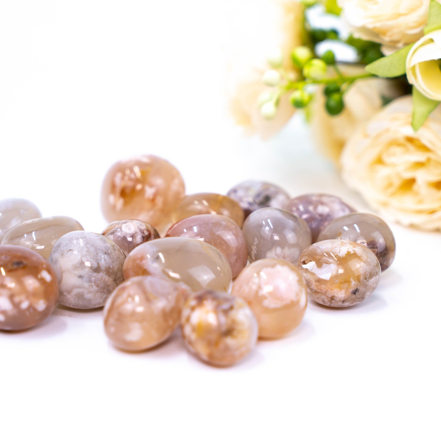 Flower Agate Tumbled Stones | Polished Crystals Healing | Natural Stones | Feng Shui | Chakra Balancing | Good Luck | Reiki Gift